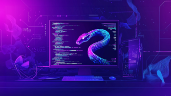 En AI-genererad bild som visar en laptop med en digitaliserad orm på skärmen